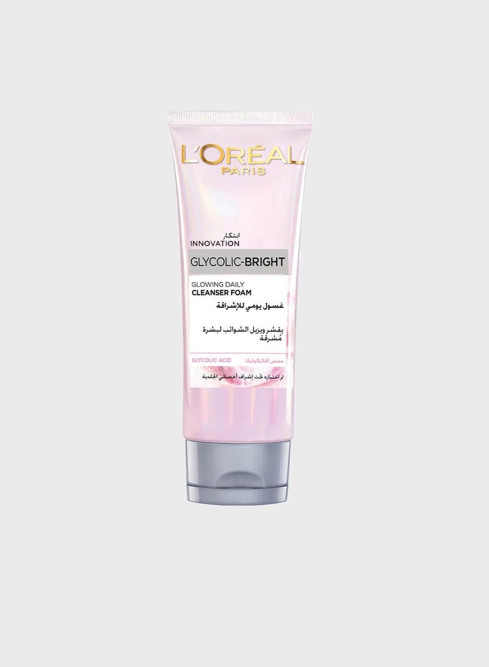 L’Oréal Glycolic Bright Glow Cleanser Foam 100ml - Image 1