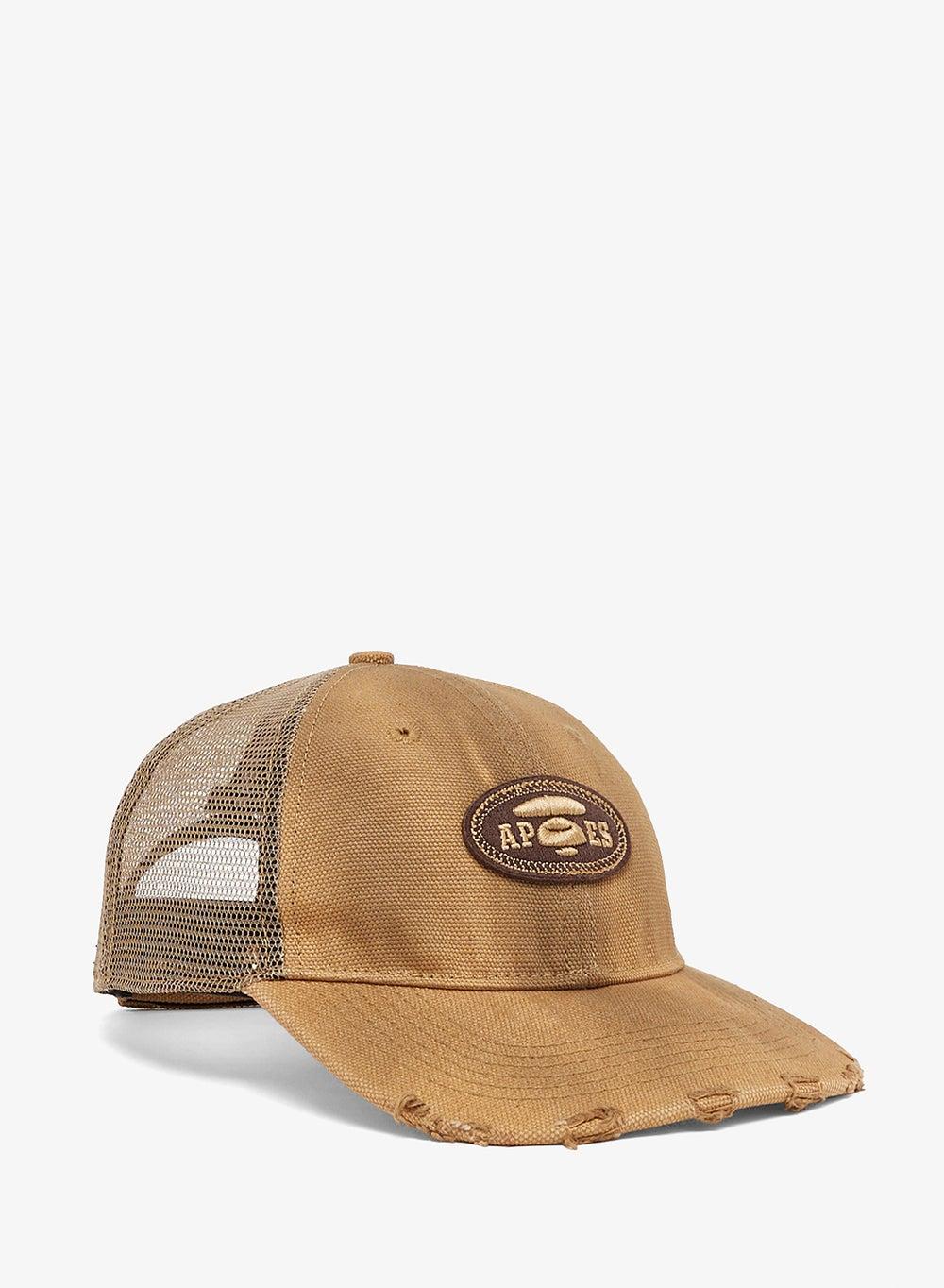 AAPE Moonface Logo Distressed Denim Cap - Men's Style - Image 1