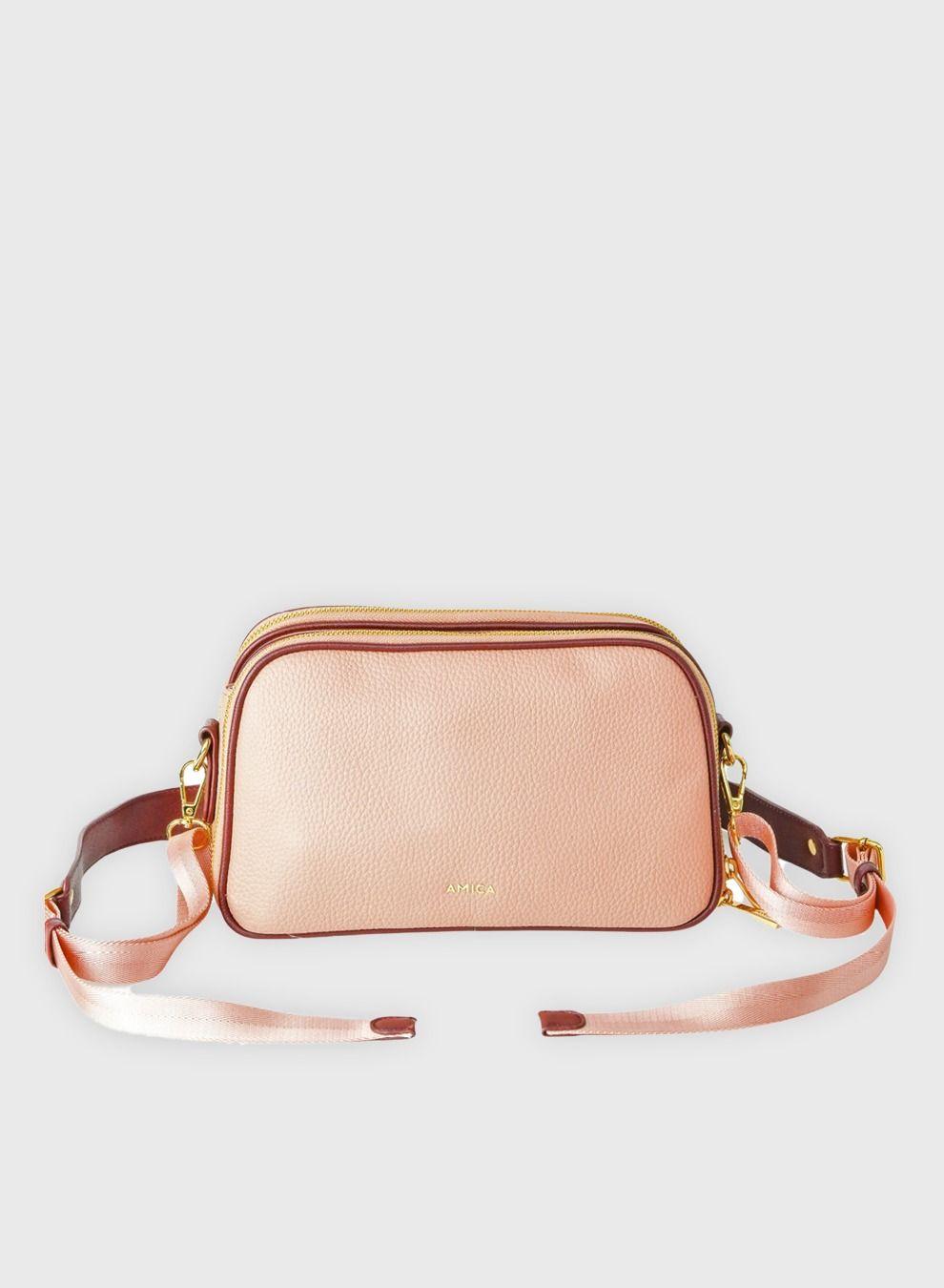 AMICA Diletta Crossbody in Dusty Pink & Coffee Brown - Image 1