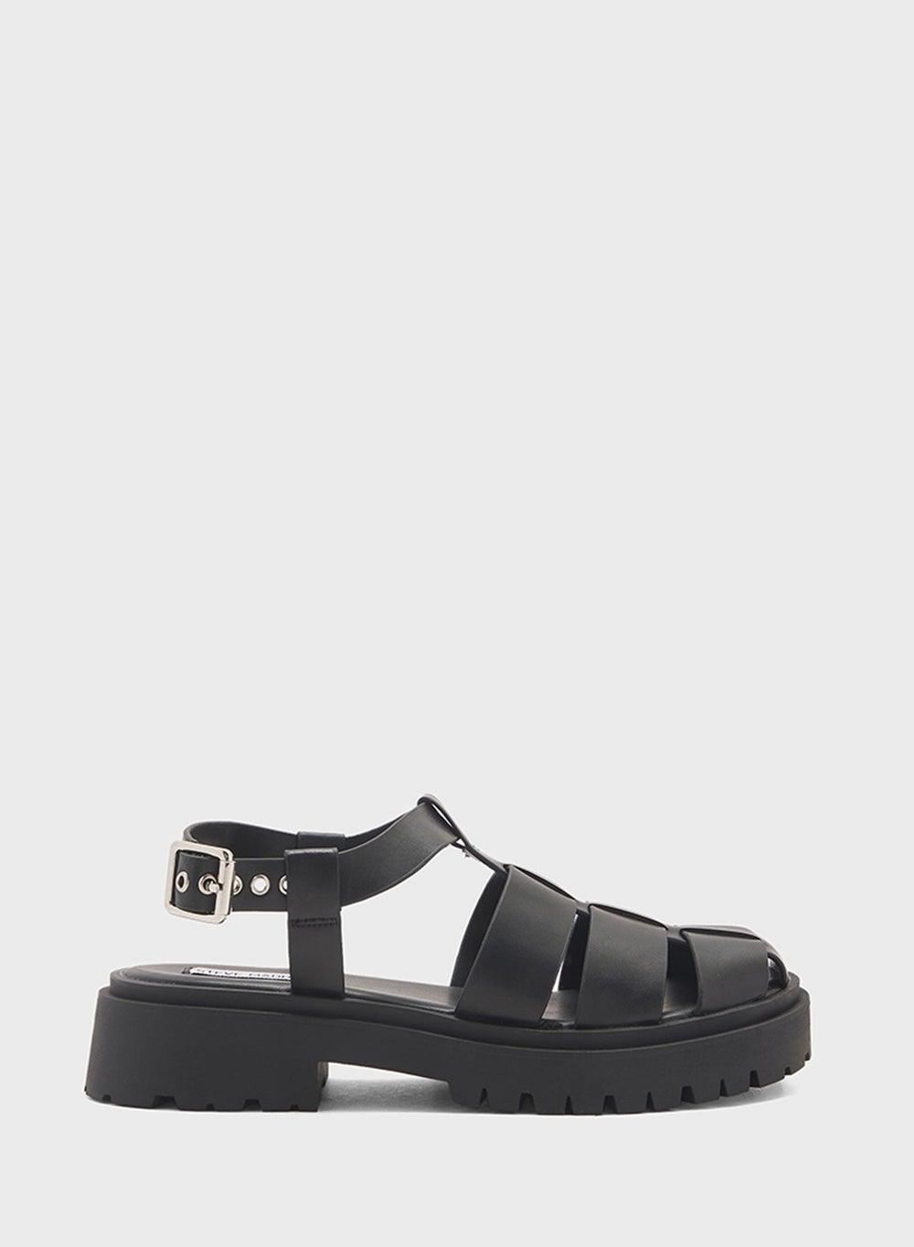Market Mark07S1 05O - Elegant Black Leather Ankle-Strap Sandals - Image 1