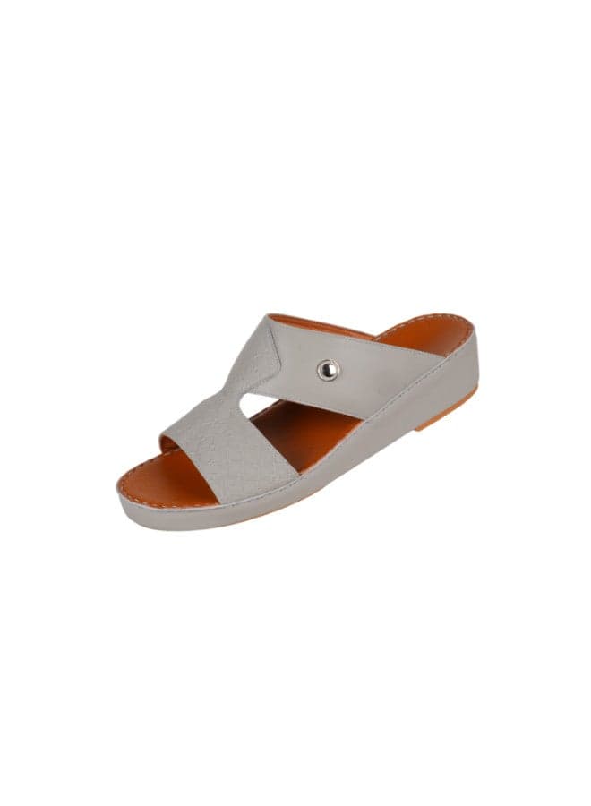 Barjeel Uno 008-3744: Elegance in BS 01 Light Grey Arabian Sandals - Image 1