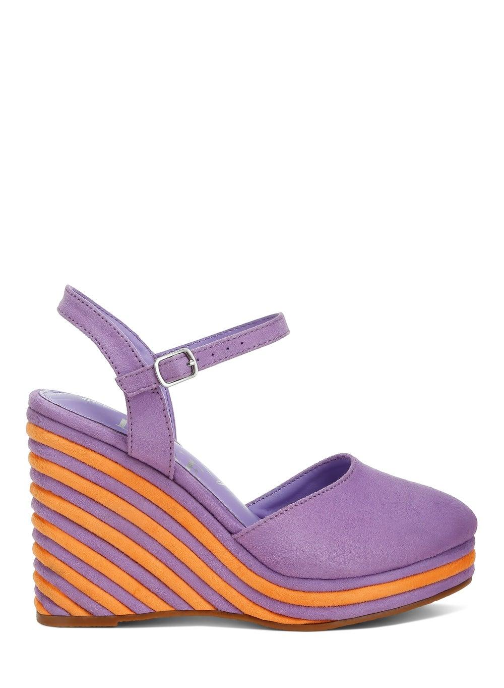 Sh4893 Purple Dual Tone Elegance Wedge Sandals - Image 1