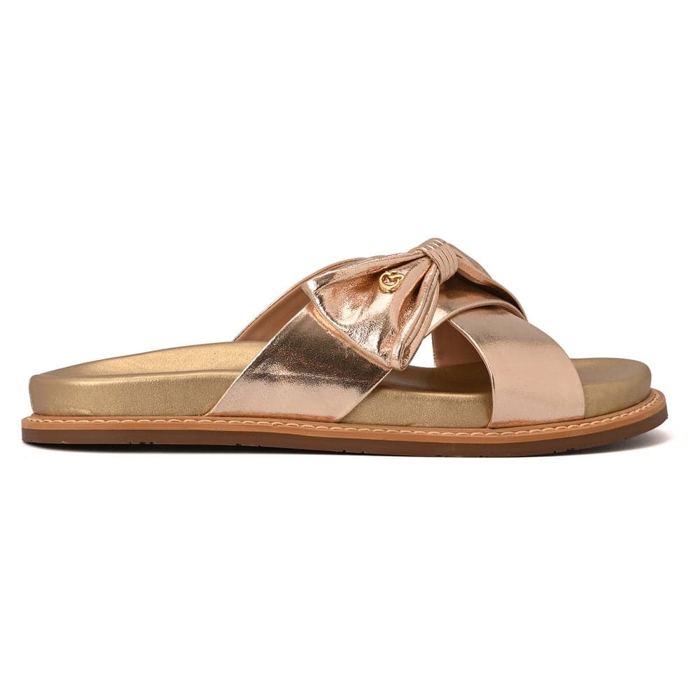 Papete Gold Lace Elegance - Brazilian Flat Sandals - Image 1