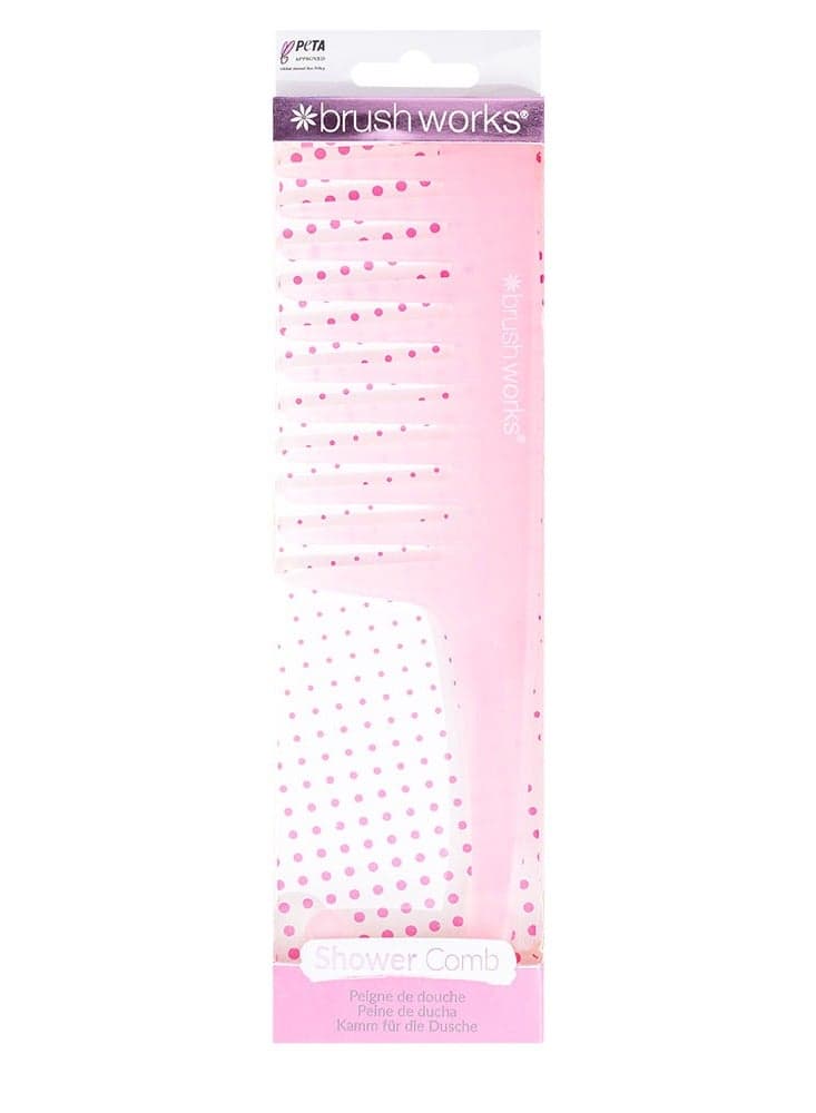 Brushworks Luxe Pink Shower Comb for Silky Hair - Image 1