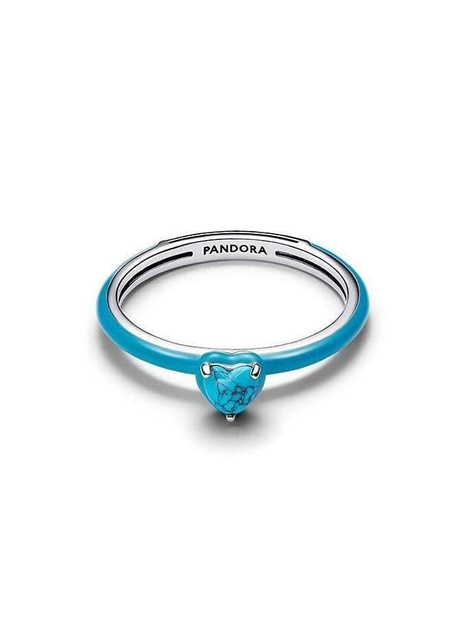 PANDORA Women's Turquoise Heart Stone Ring – Sea Magic - Image 1