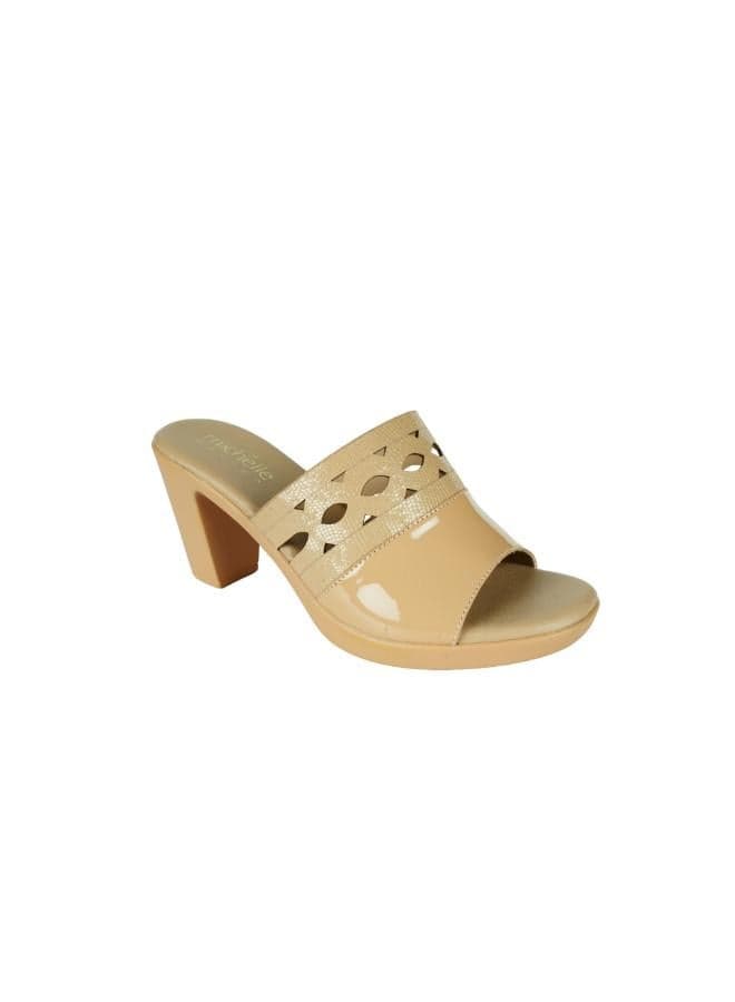 Michelle Morgan 092-2769 Elegant Beige Heeled Mules - Image 1