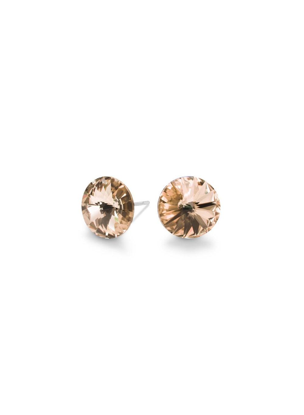 Seona MILA Silk Beige Crystal Stud Earrings - Elegance Redefined - Image 1