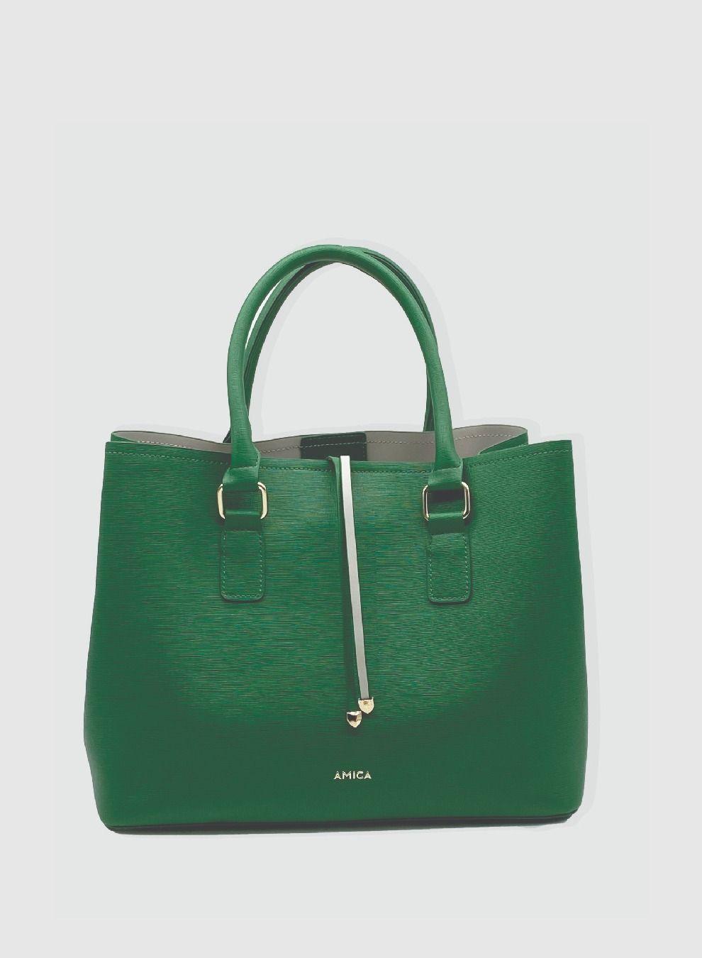 AMICA Amalia Green Medium Vegan Leather Tote - Image 1