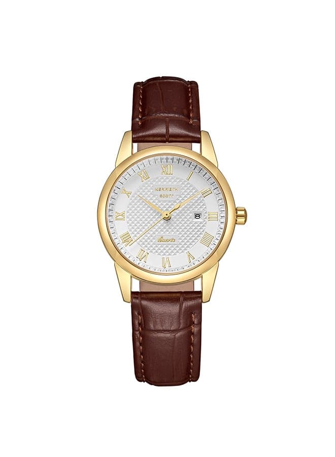 KENNETH SCOTT K23530-GLDI Elegant Leather Women's Watch - Image 1