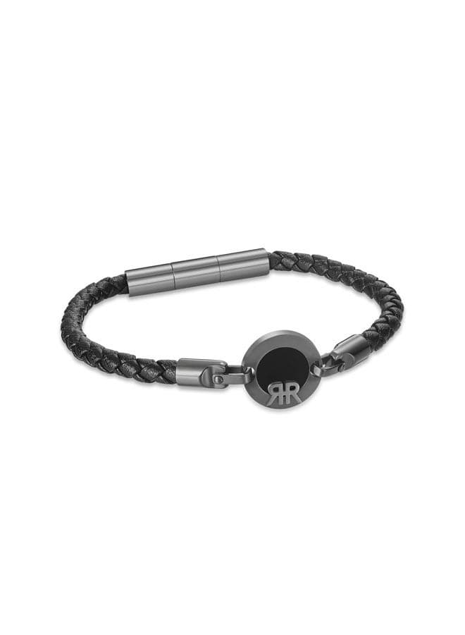 CERRUTI 1881 Enzo Men's Grey & Black Leather Bracelet - Image 1