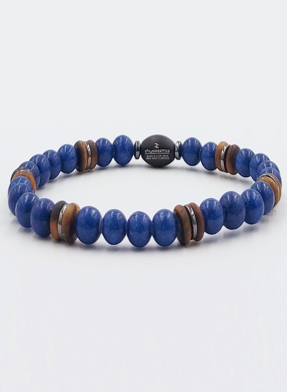 CHRYSOSTOMOS Blue Agate & Coconut Stone Men's Bracelet - Image 1