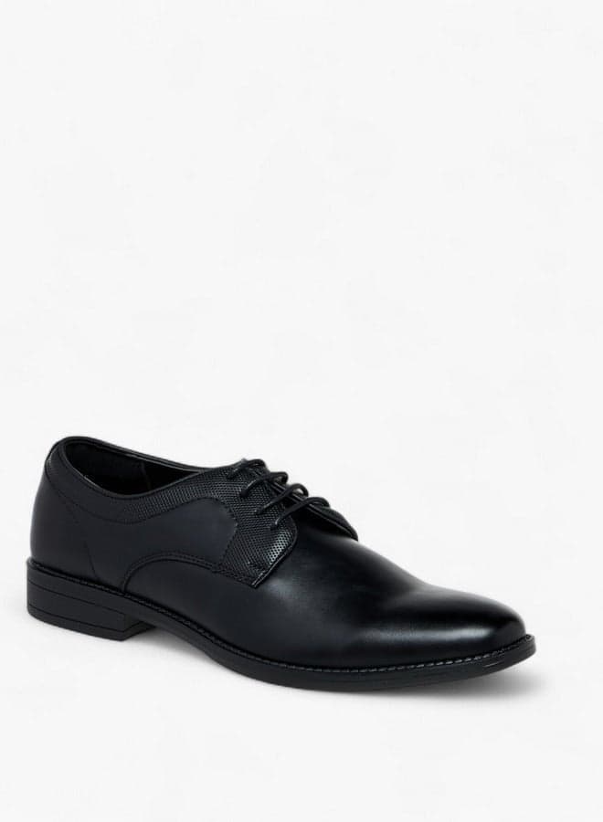 Yh241216 3 Elegant Black Perforated Derby Lace-Ups - Image 1