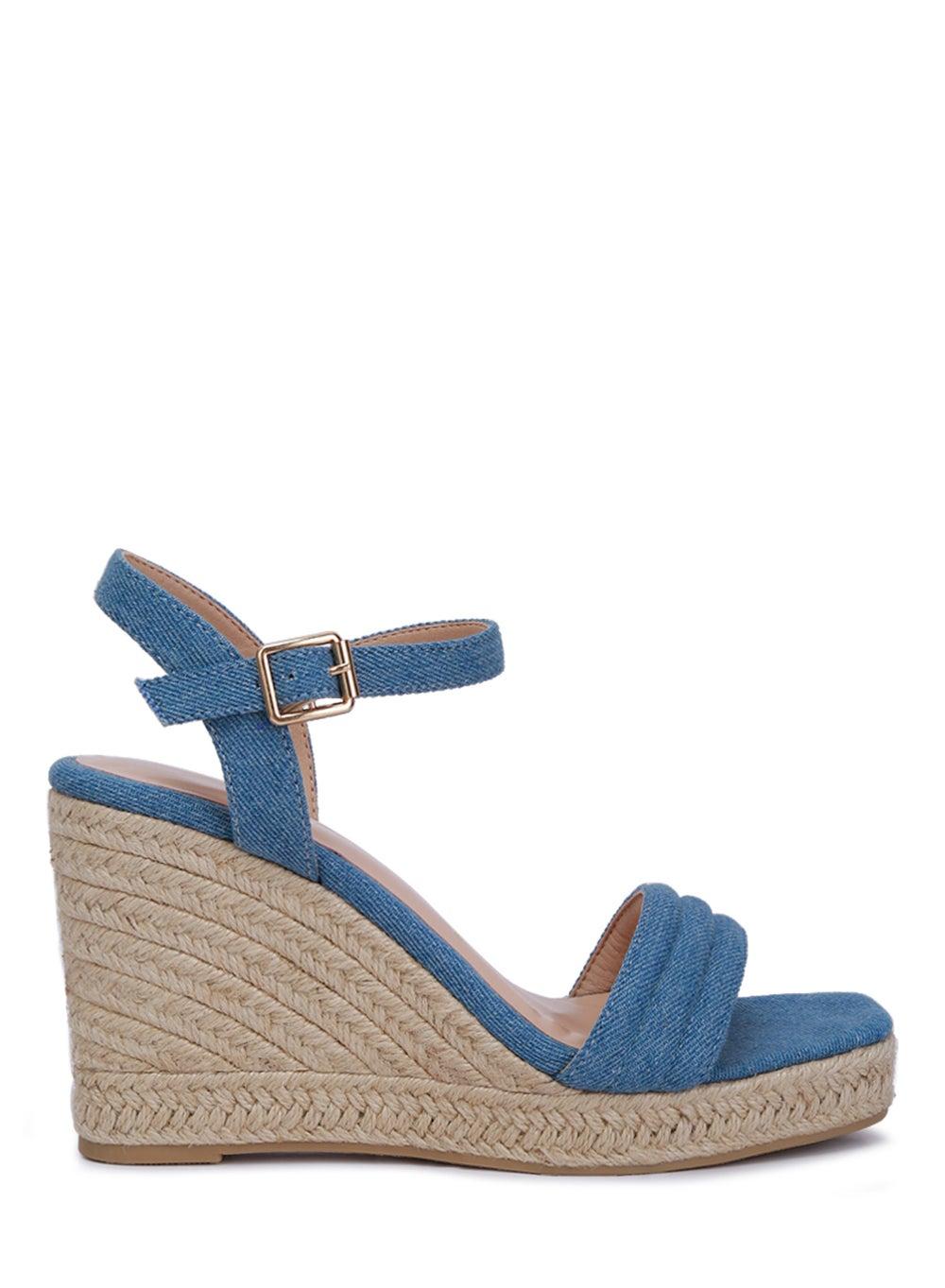 Elevate Your Summer Style with SH4699 Denim Wedge Sandals - Image 1