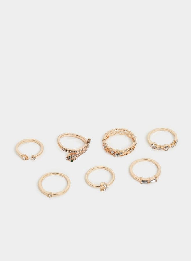 Elegant Array of Crystal Rings - Styli Set of 8 for Women - Image 1