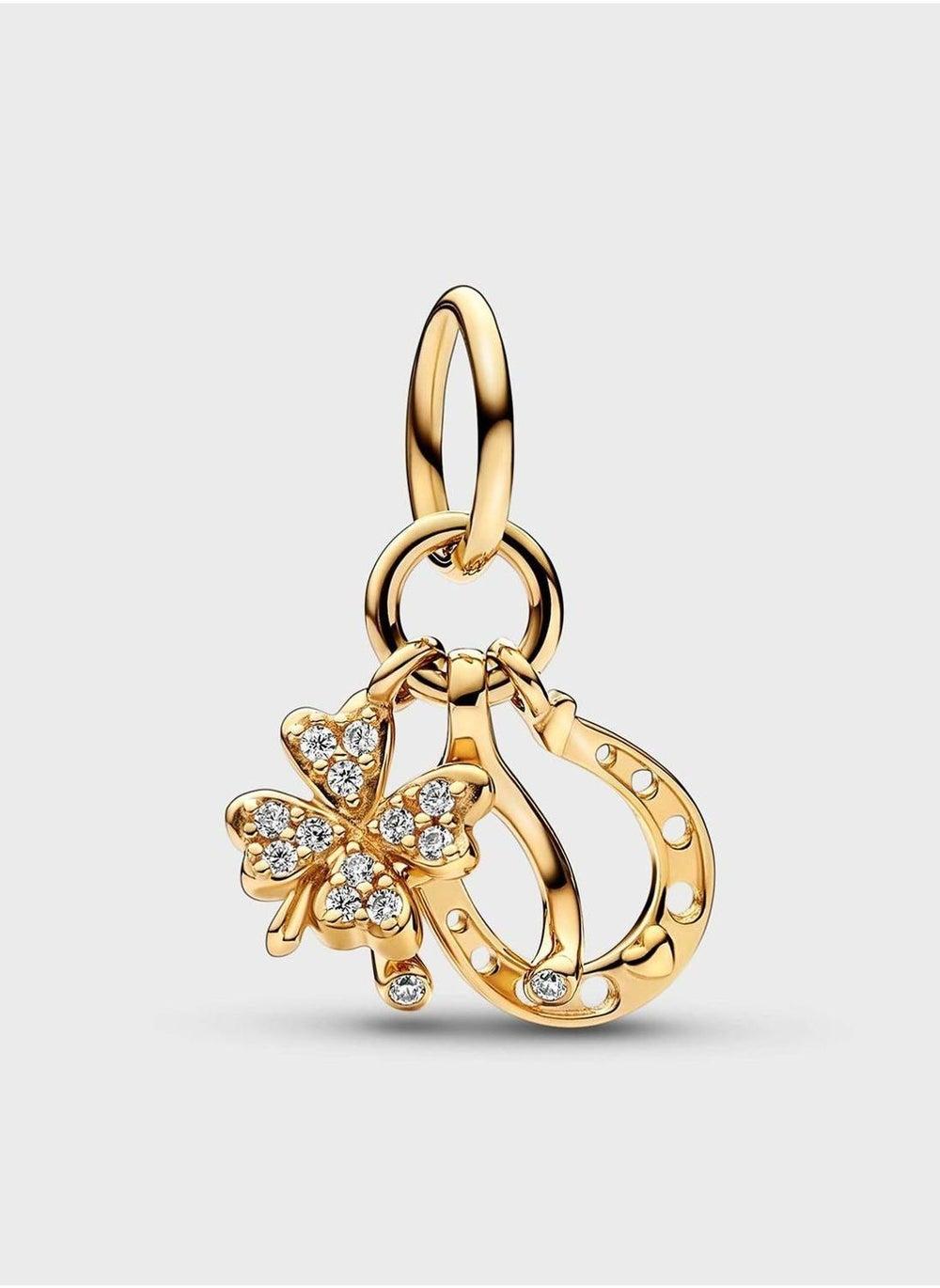 PANDORA Gold Trio Charm - Clover, Wishbone & Horseshoe - Image 1