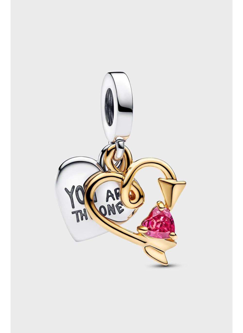 PANDORA Sterling Heart & Arrow Charm - Personalizable Elegance - Image 1