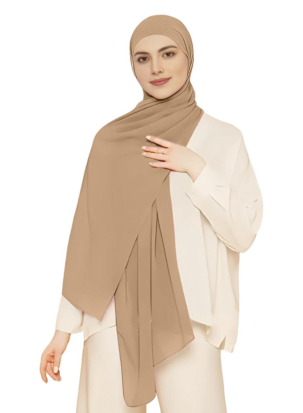 NUKHBAA Chiffon H2 Pale Taupe Hijab - Elegance Redefined - Image 1