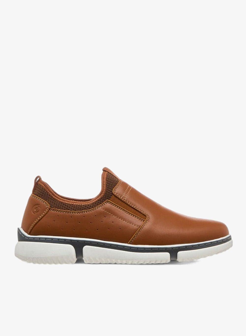 LS19010183 Tan Textured Slip-On Loafers for Men - Image 1