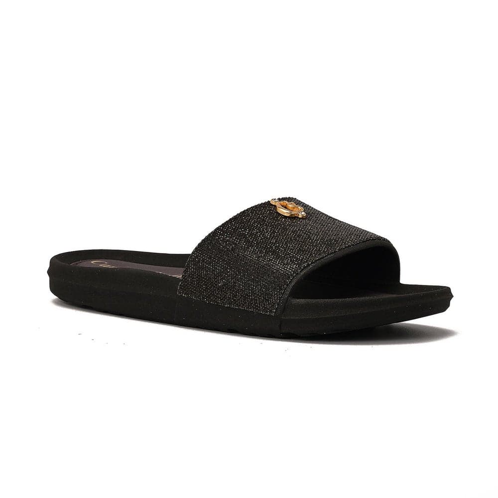 Elegant CS Black Flip-Flops - A Touch of Gold - Image 1