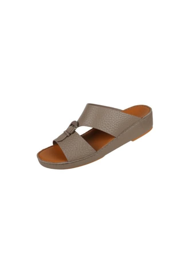 Barjeel Uno BS 34 Taupe Men's Arabian Leather Sandals - Image 1