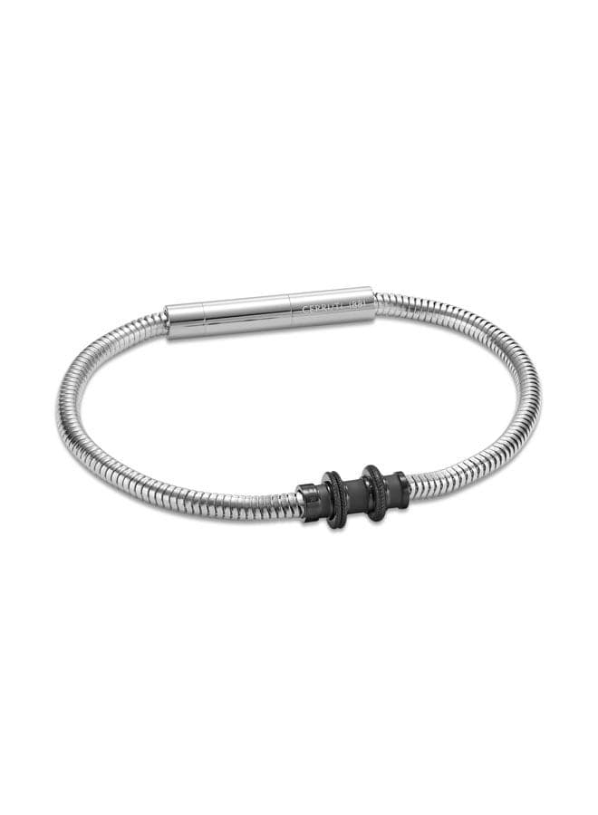 CERRUTI 1881 Flavio Refined Silver & Grey Cable Bracelet - Image 1