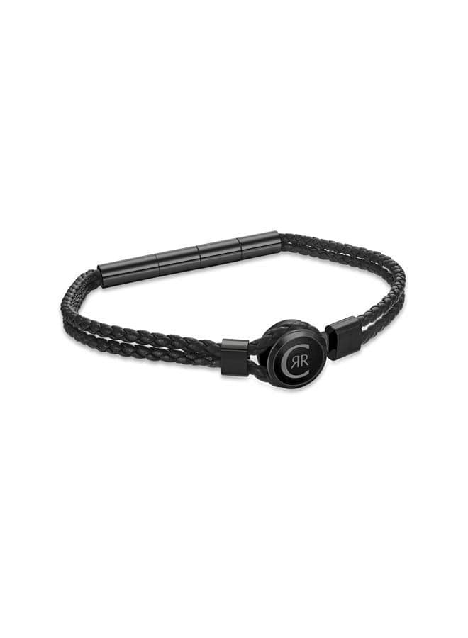 CERRUTI 1881 Vincenzo Men's Grey and Black Leather Bracelet - Image 1