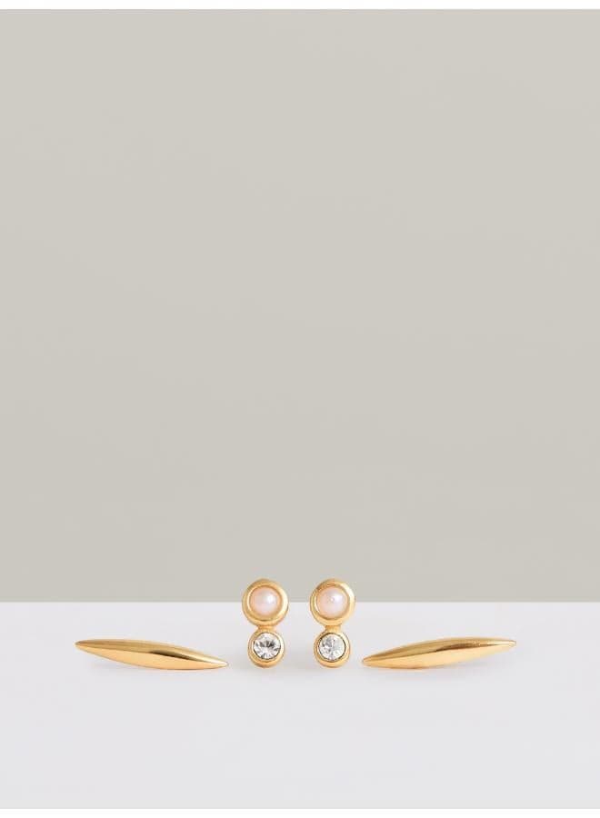 REISS Minnie: Elegant Micro Pearl & Bar Stud Earrings Set - Image 1