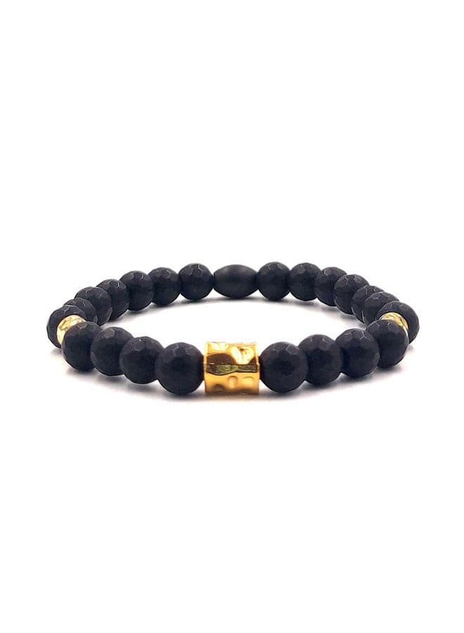 CHRYSOSTOMOS Onyx and Gold Element Men's Bracelet - Image 1