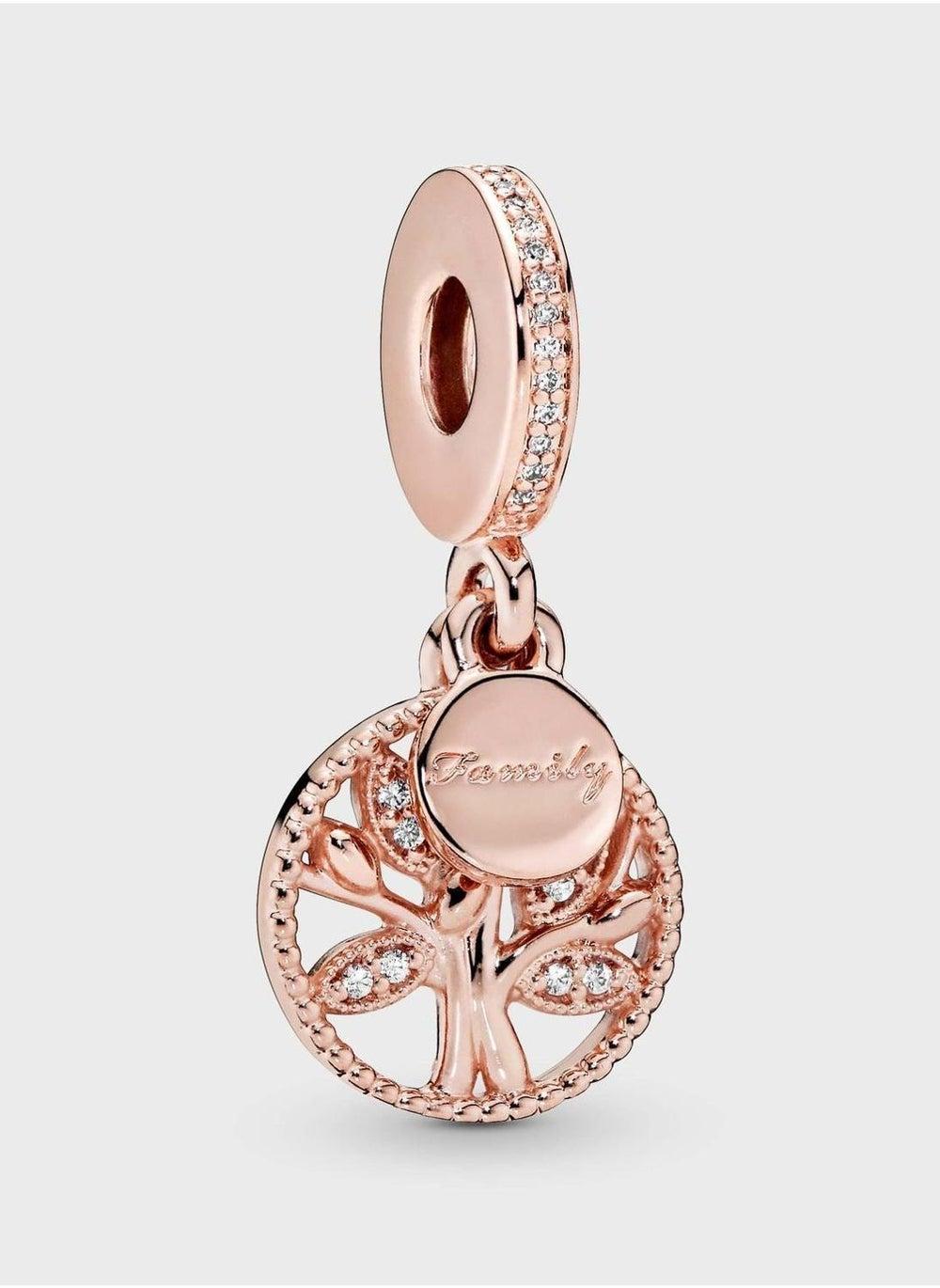PANDORA Rose Gold Sparkling Family Tree Charm - Image 1