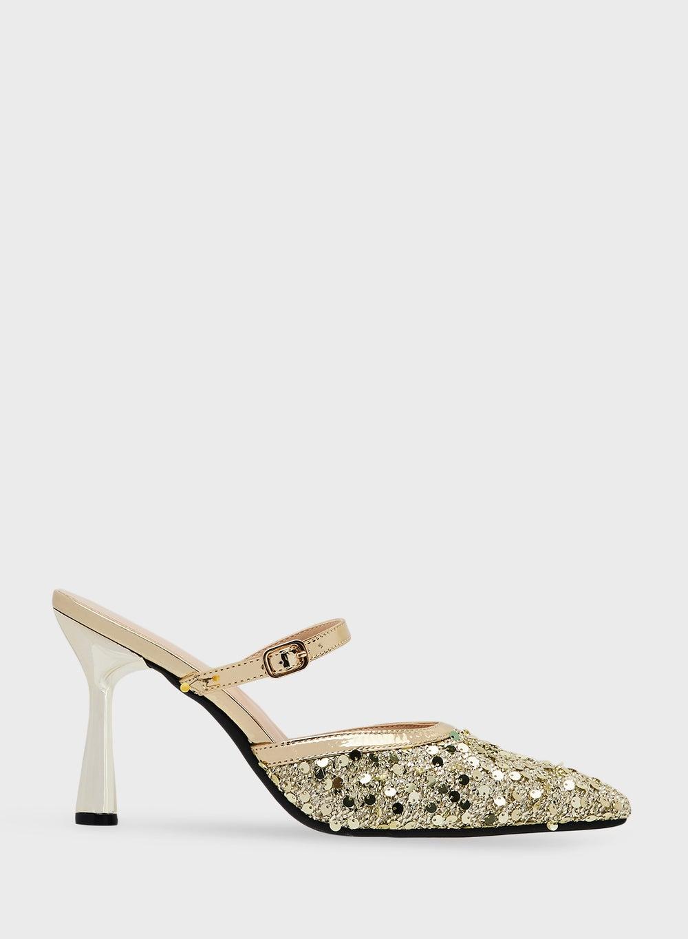 Gold Sequin High Heel Pump - Grace & Glamour - Image 1