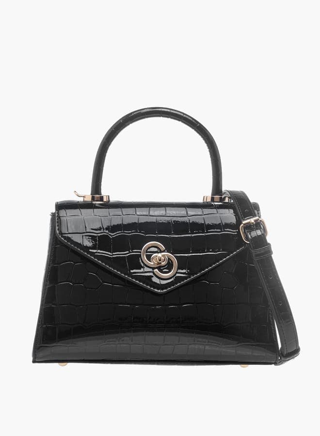 Celeste Textured Satchel: Elegance with a Flap and Detachable Strap - Image 1