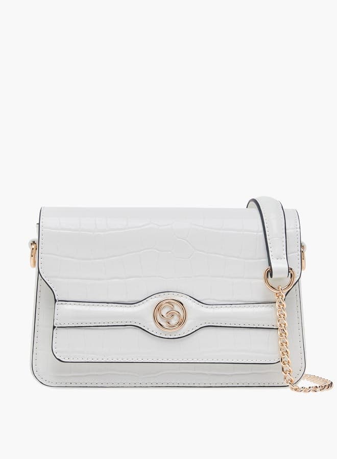 Celeste Textured Elegance Crossbody Bag with Chic Chain Strap - Image 1