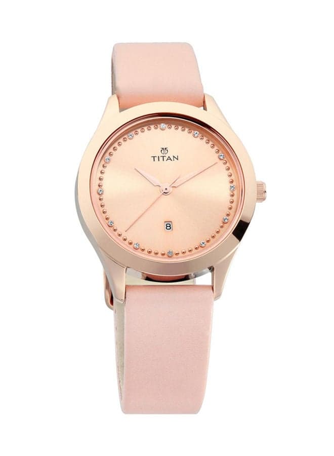 TITAN 2570WL01 Pink Leather Analog Timepiece - Image 1