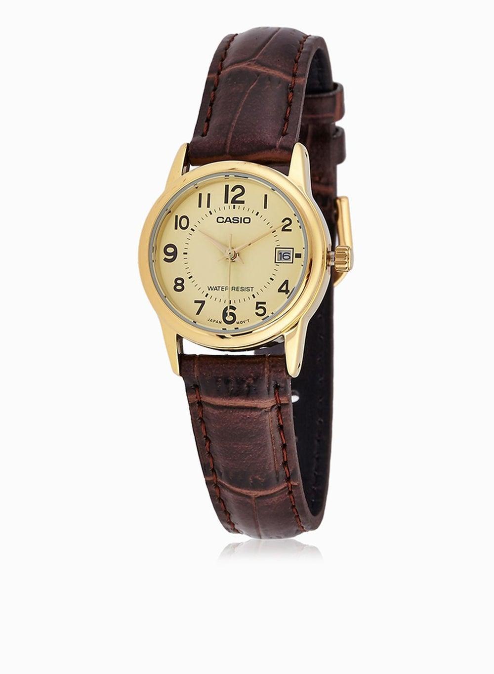 CASIO Elegance Women’s Cream Dial Leather Watch - Image 1
