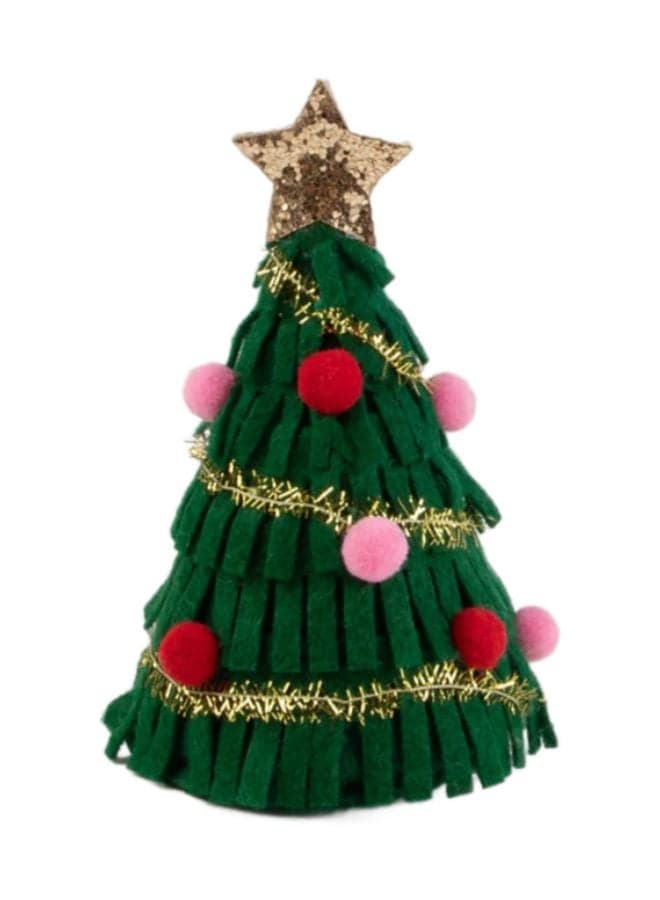 Festive Felt Christmas Tree Hair Clip - Sparkling Star Topper - Image 1