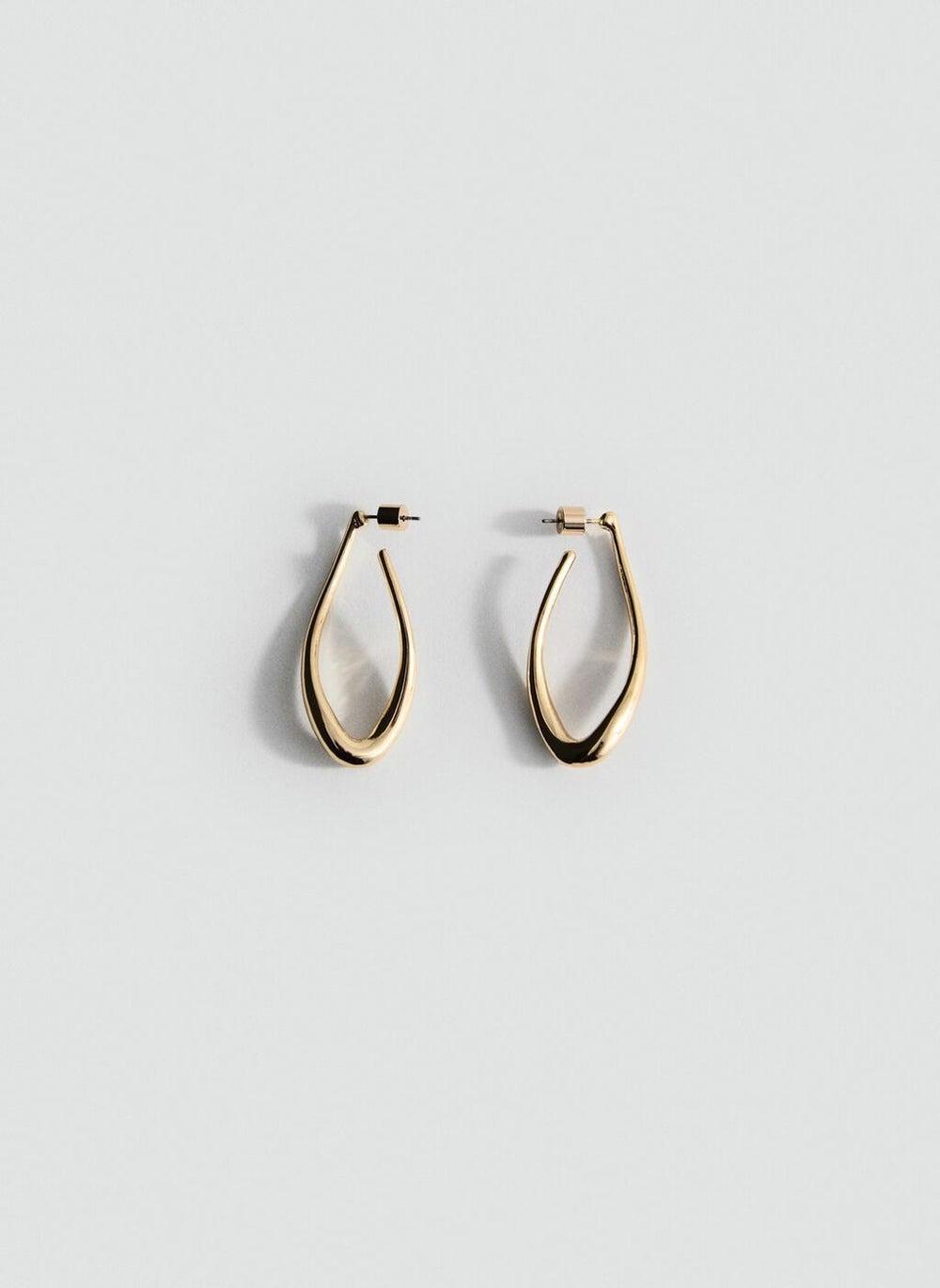 MANGO Elegantly Twisted Medium Hoop Earrings for Women - Image 1