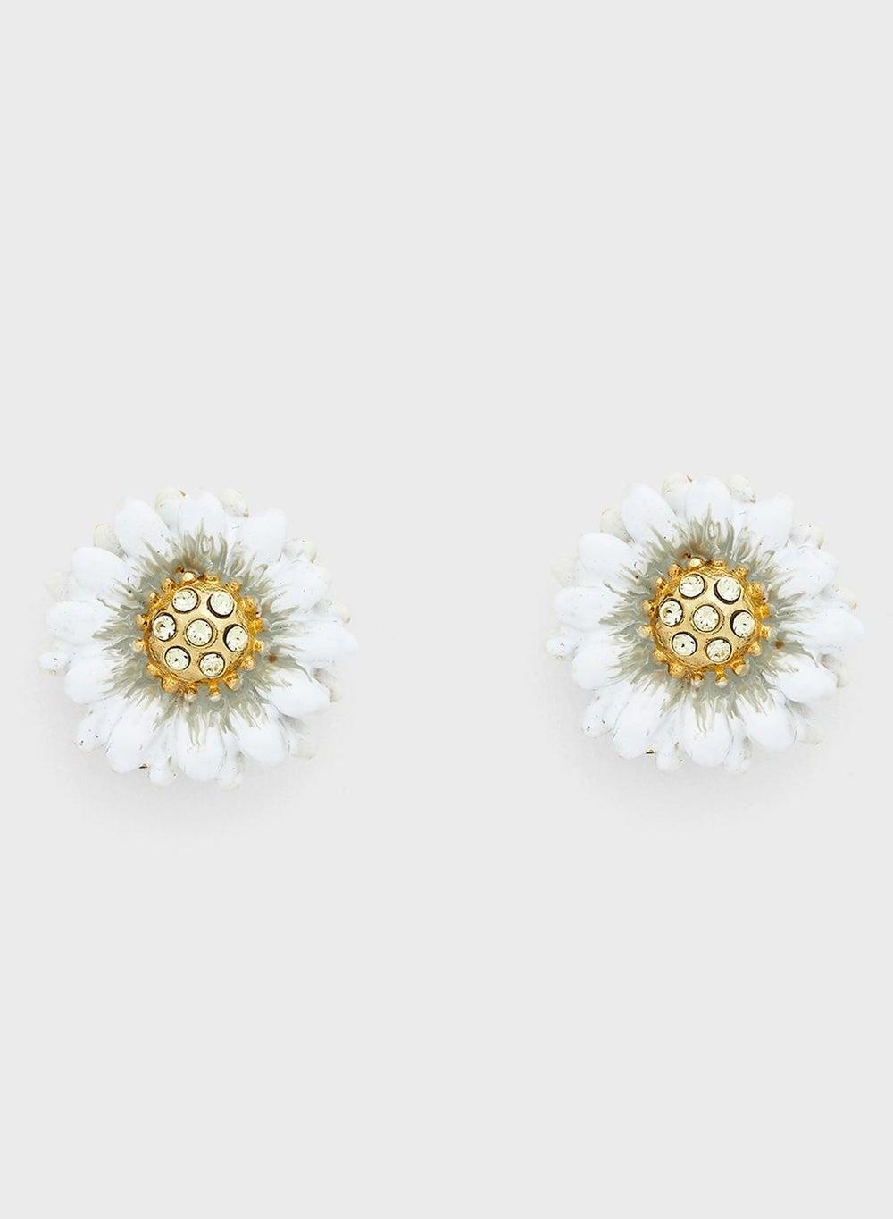 Les Nereides Gold-Plated Floral Glass Stud Earrings - Image 1