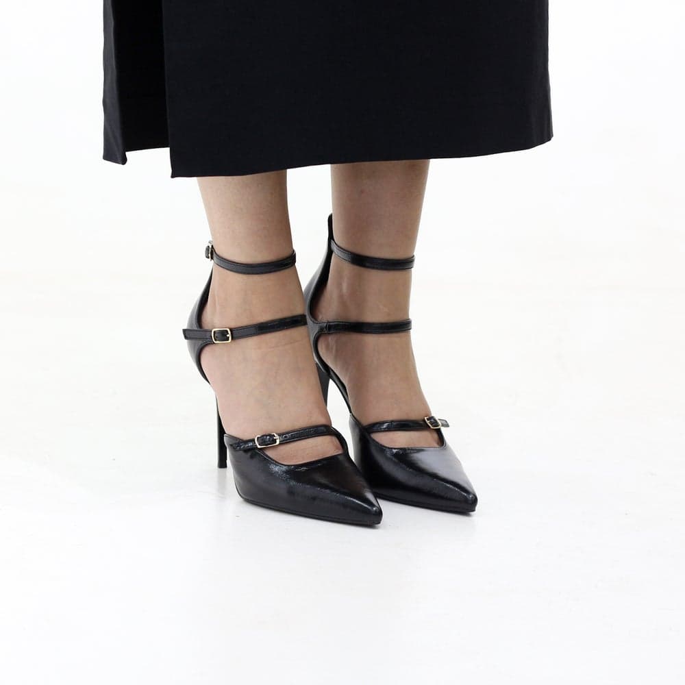 Elegant MOSS Triple-Strap 10.5cm Pointed Stiletto - Image 1