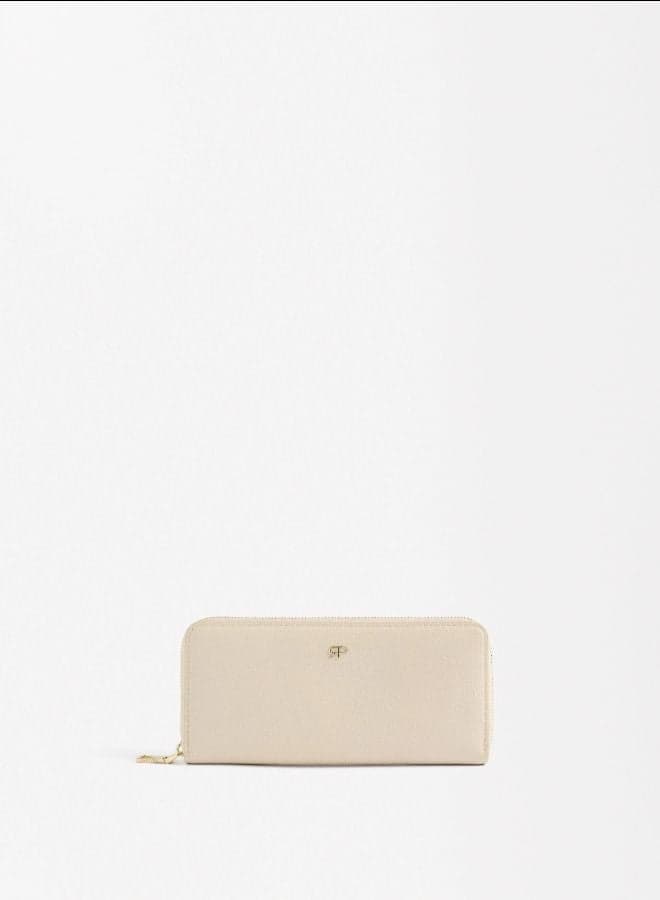 PARFOIS Beige Elegance: Chic Zip Coin Purse for Women - Image 1