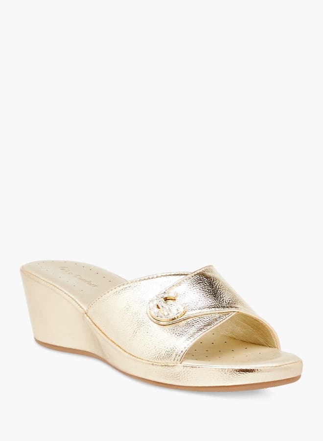 K2368 8Gold Textured Gold Wedge Sandals for Women - Image 1