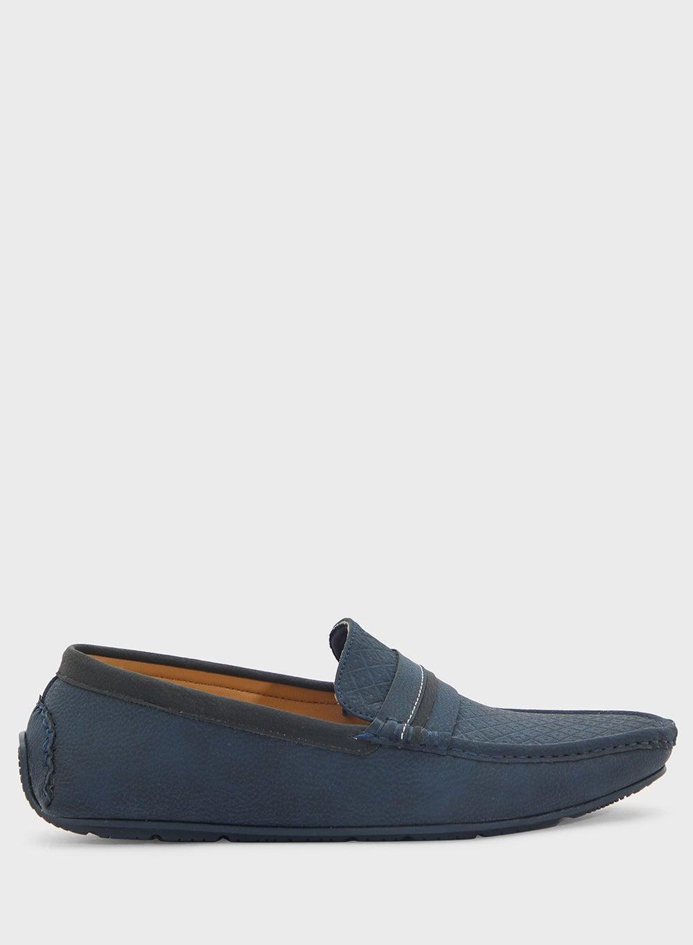 Laser2 Navy Blue Textured Loafers - Elegance Redefined - Image 1