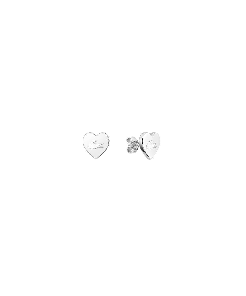 LACOSTE Love My Croc Silver Stud Earrings for Women - Image 1