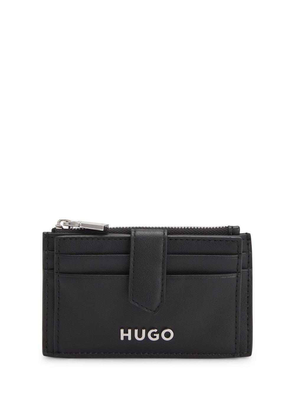 HUGO Chic Faux-Leather Logo Card Holder for Women - Image 1