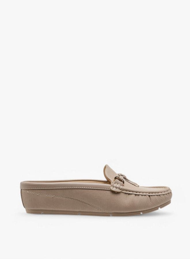 Xy J2478 5Beige Textured Elegance Slip-On Mules - Image 1