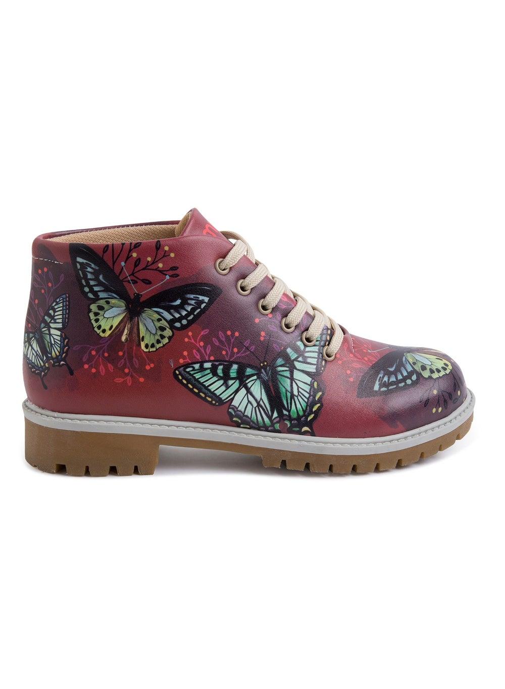 Barcelona-Inspired Butterflies Ankle Boots in Vibrant Red - Image 1