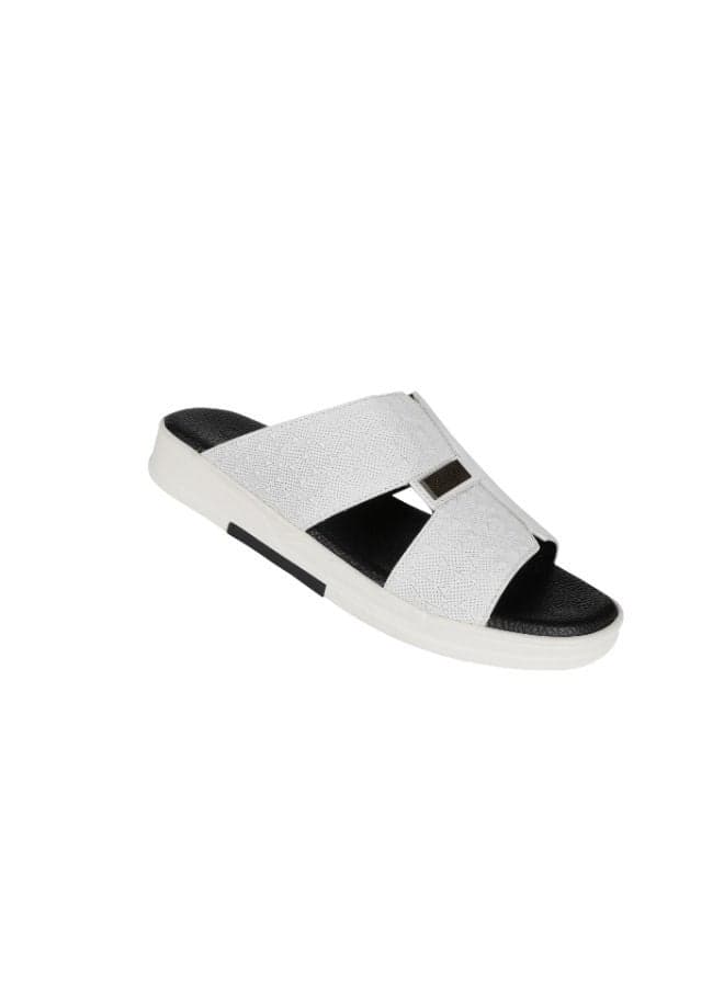 Barjeel Uno MSA-116: Men's Luxurious White Arabian Sandals - Image 1