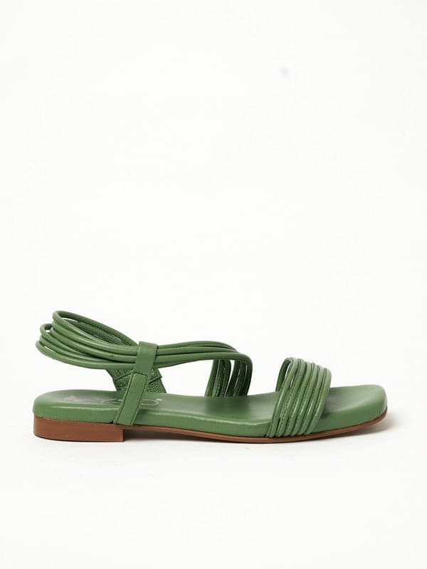 Elegant Green Leather Slingback Sandals for Stylish Comfort - Image 1