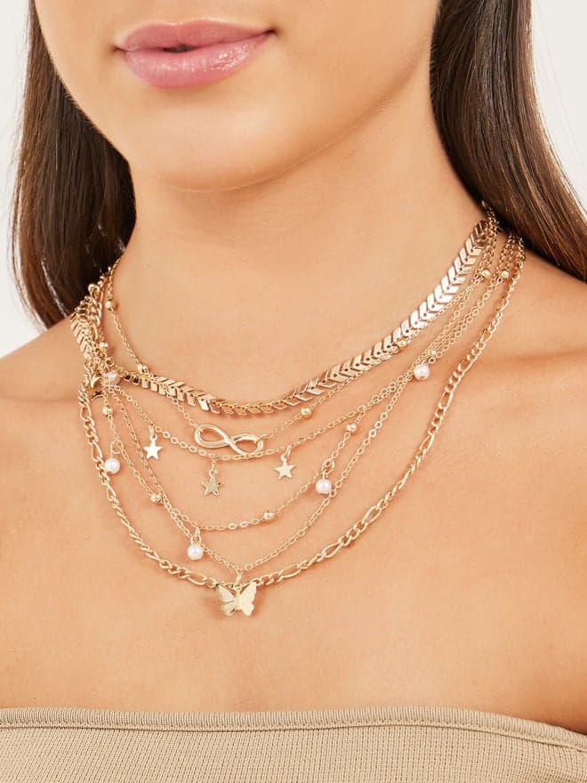 Styli Elegant Butterfly Drop Necklace Set for Women - 6 Pcs - Image 1
