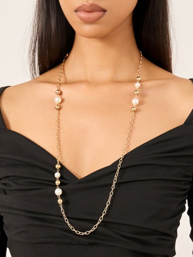 Elegance Redefined: Styli Long Faux Pearl Necklace - Image 1