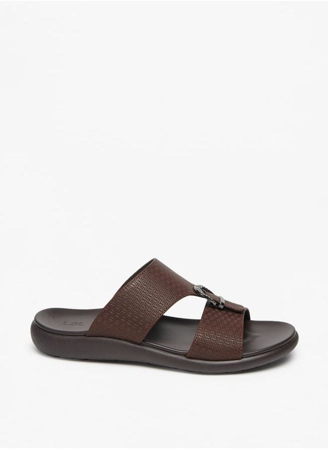 Fdm22 A3Cbrown Premium Textured Arabian Slip-On Sandals - Image 1